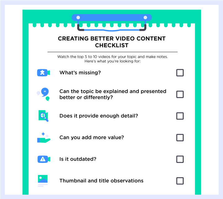 Create better YouTube videos checklist