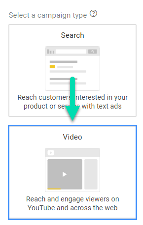 YouTube Ads setup 4 - campaign type video