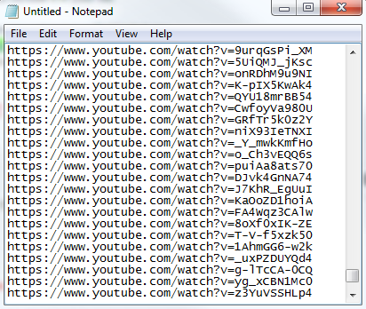 YouTube ad placements pasted in Notepad