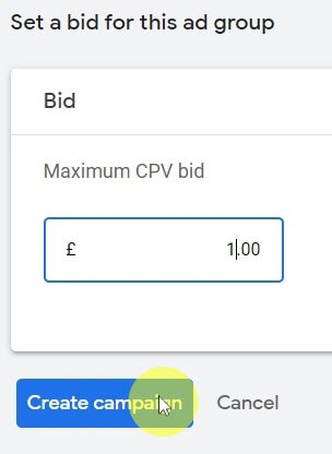 Set bid and create campaign