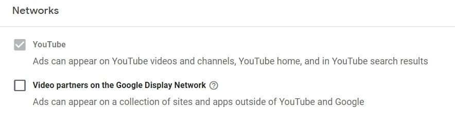 Disable video partners on the Google Display Network