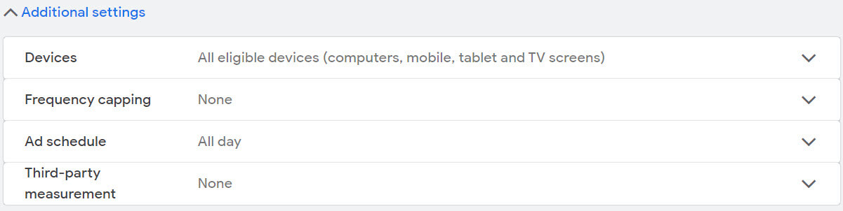 Additional campaign settings - devices and frequency capping