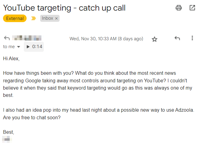 Email: Google Ads removing targeting from YouTube ads