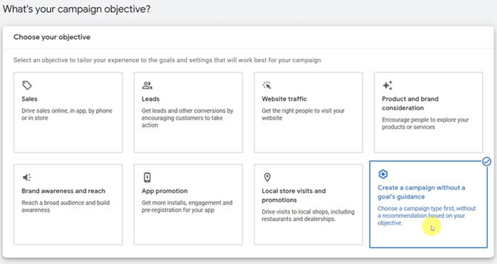 Step 1: Choose campaign objective