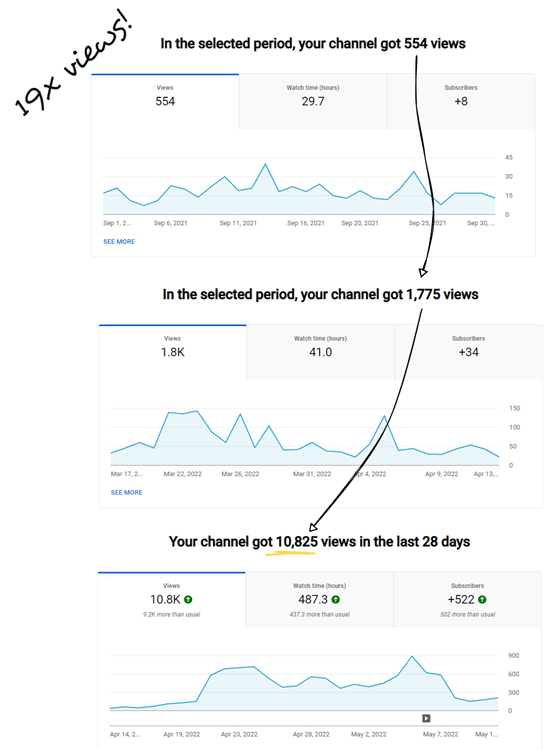 19x Views on Pedro's YouTube channel for his B2B SaaS consultancy company