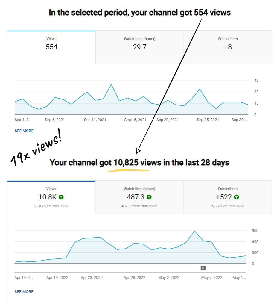 19x increase in YouTube views for Pedro's B2B channel